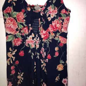 Floral navy romper